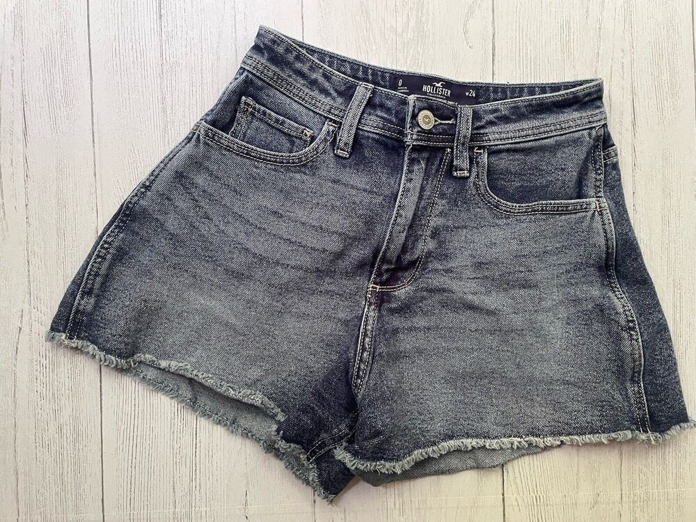 Hollister "Curvy High-Rise Vintage Shorts 4”" Blue Denim Sz 0 W24 Stretch